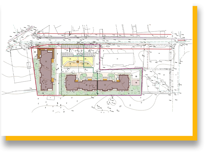 A drawing of the site plan for a new facility.